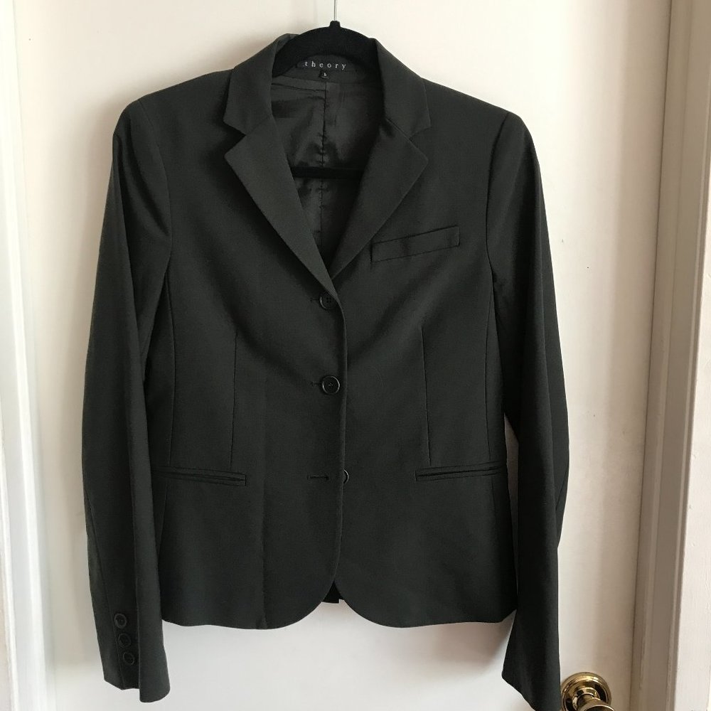 Theory Olive Green Collared Blazer 3 Button 6